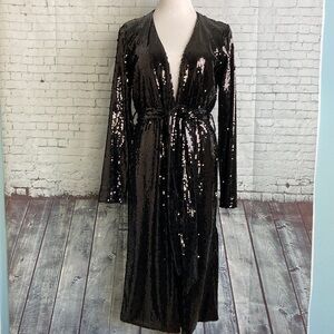 On Twelfth Sequin Duster Black Size Small Formal Cocktail Black Tie night out